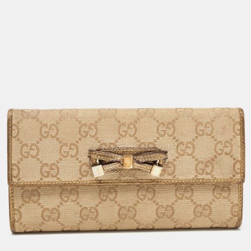 Gucci Gold/Beige GG Canvas and Leather Princy Continental Wallet - Gucci - Modalova