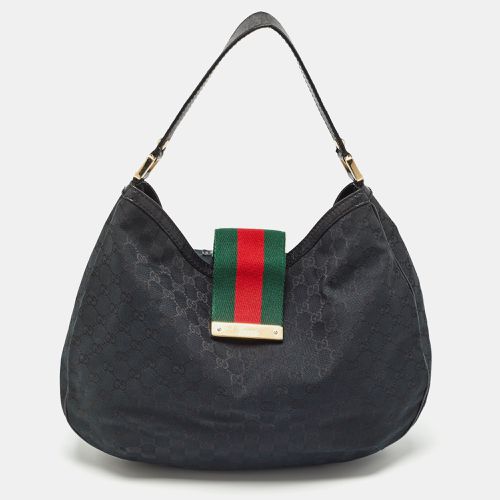 GG Canvas and Leather New Ladies Web Hobo - Gucci - Modalova