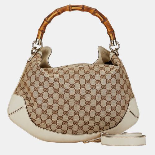 Gucci Beige GG Canvas Bamboo Top Handle Bag - Gucci - Modalova