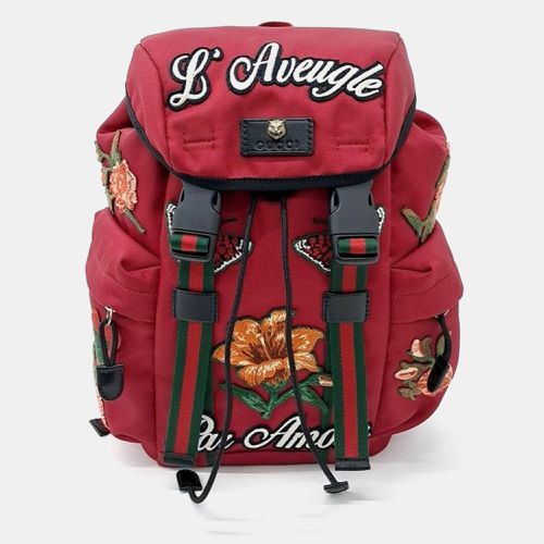 Gucci Red Canvas Embroidered Techo Backpack - Gucci - Modalova