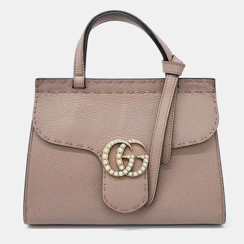 Gucci Beige Leather GG Marmont mini shoulder bag - Gucci - Modalova