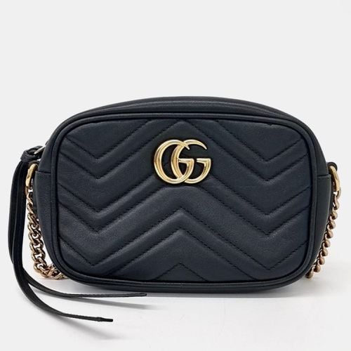 Gucci Black Leather GG Marmont Camera Shoulder Bag - Gucci - Modalova