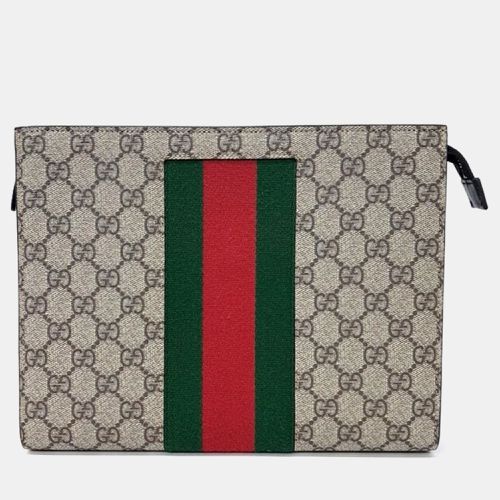 Gucci Beige Canvas GG Supreme Web Pouch - Gucci - Modalova