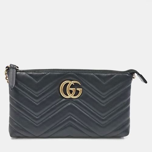 Gucci Black Matelasse Leather GG Marmont Clutch with Chain - Gucci - Modalova