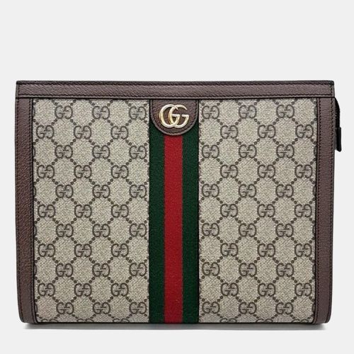 Gucci Brown GG Canvas Web Ophidia Clutch - Gucci - Modalova