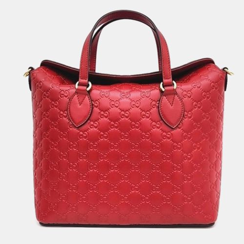 Gucci Red Leather Medium Guccissima Top Handle Bag - Gucci - Modalova