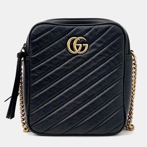 Gucci Black Quilted Leather Marmont Double Zip Crossbody Bag - Gucci - Modalova