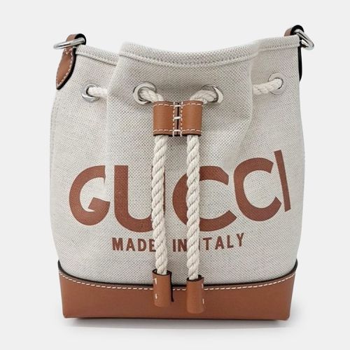 Gucci Beige/Brown Canvas and Leather Gucci Logo Bucket Bag - Gucci - Modalova