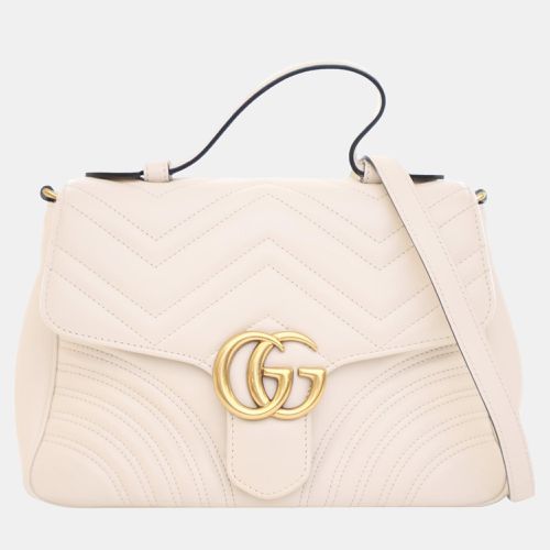 Gucci White Small GG Marmont Top Handle Satchel - Gucci - Modalova