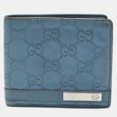 Gucci Blue Guccissima Leather Metal Bar Bifold Wallet - Gucci - Modalova