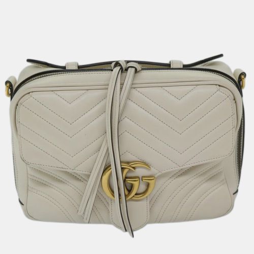 Gucci White Leather GG Marmont shoulder bag - Gucci - Modalova