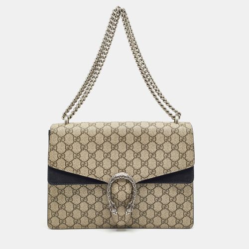 Gucci Black/Beige GG Supreme Canvas and Suede Medium Dionysus Shoulder Bag - Gucci - Modalova