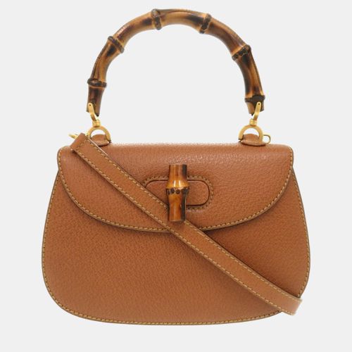 Gucci Brown Leather Small Bamboo Handle Bag - Gucci - Modalova