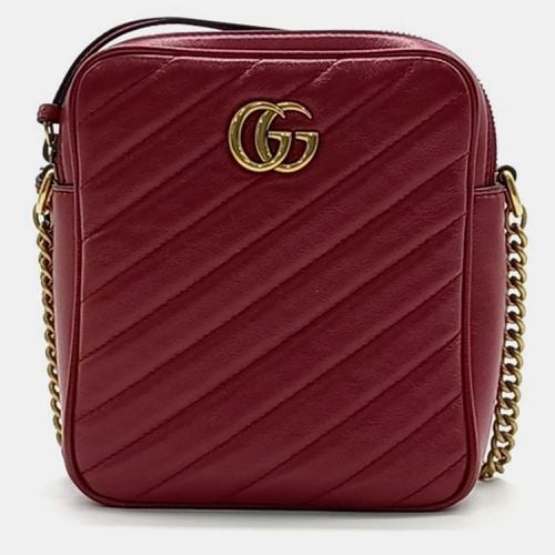 Gucci Burgundy Leather Marmont Chain Crossbody Bag - Gucci - Modalova