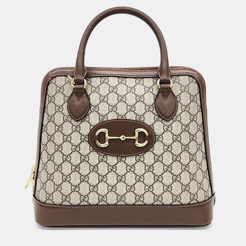 Gucci Brown GG Supreme Calfskin Medium Horsebit 1955 Top Handle Bag - Gucci - Modalova