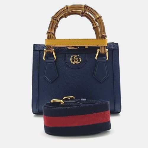 Gucci Blue Leather Mini Diana NM Bamboo Top Handle Bag - Gucci - Modalova