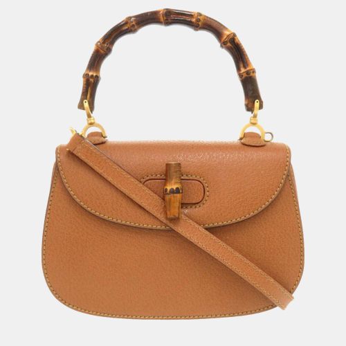 Gucci Brown Leather Bamboo 1947 Top Handle Bag - Gucci - Modalova