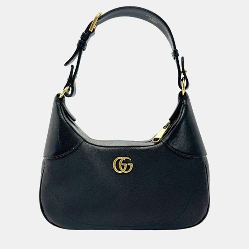 Gucci Black Leather Small Aphrodite Double G Logo Shoulder Bag - Gucci - Modalova