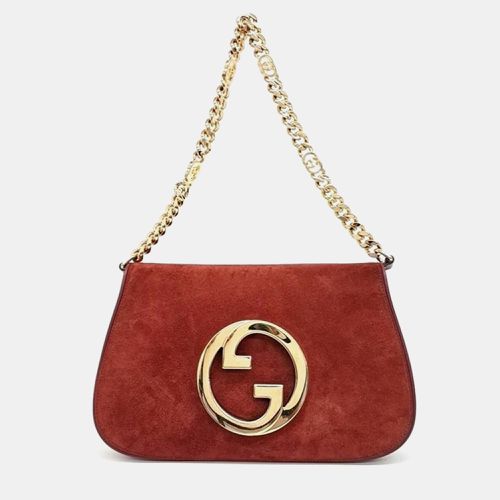 Gucci Blondie Red Suede Talco Roxy Calfskin Blondie Chain Shoulder Flap Bag - Gucci - Modalova