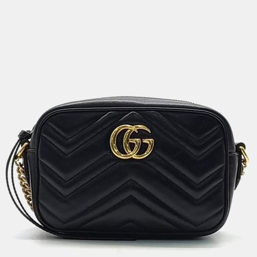 Gucci Black Calfskin Matelasse Mini GG Marmont Camera Crossbody Bag - Gucci - Modalova