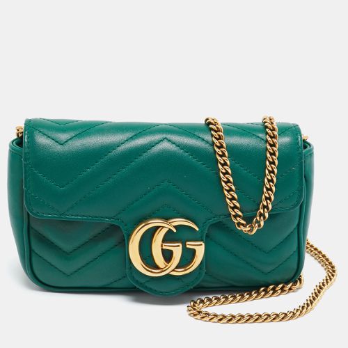 Gucci Green Matelassé Leather GG Marmont Super Mini Shoulder Bag - Gucci - Modalova