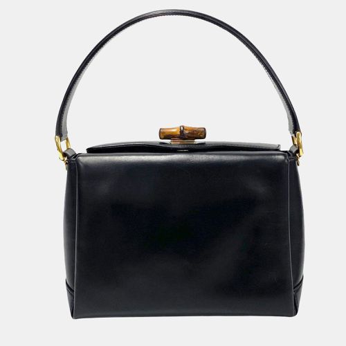 Gucci Black Leather Box Calf Bamboo Top Handle Bag - Gucci - Modalova