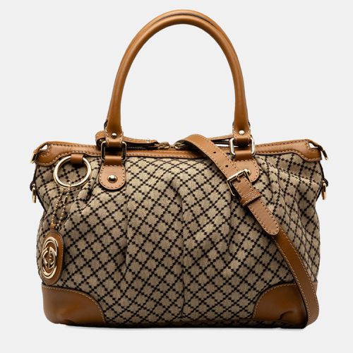 Gucci Brown/Beige Diamante Canvas And Leather Sukey Tote Bag - Gucci - Modalova