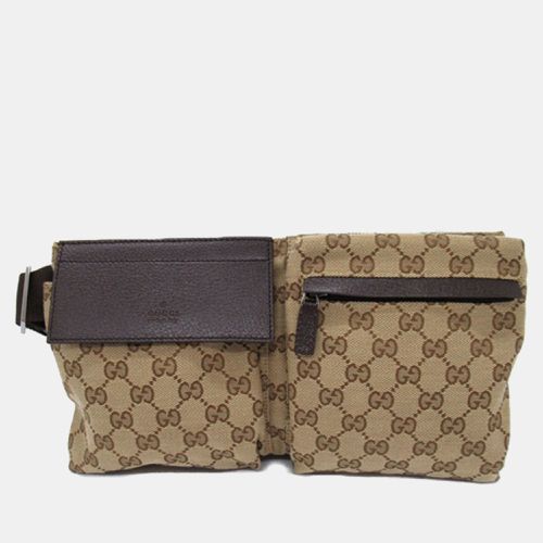 Gucci Beige GG Canvas Double Pocket Belt Bag - Gucci - Modalova