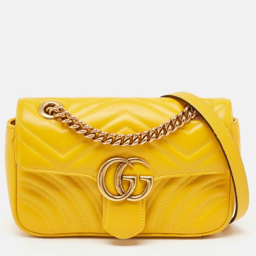 Gucci Yellow Matelassé Leather Mini GG Marmont Shoulder Bag - Gucci - Modalova