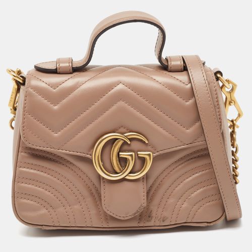 Gucci Beige Matelasse Leather Mini GG Marmont Top Handle Bag - Gucci - Modalova