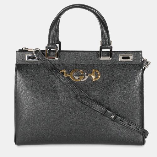 Gucci Black Pebbled Calfskin Medium Zumi Top Handle Tote Bag - Gucci - Modalova