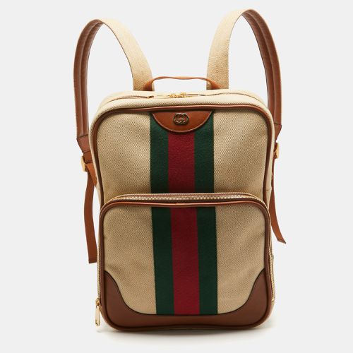 Gucci Brown/Natural Canvas Vintage Web Backpack - Gucci - Modalova