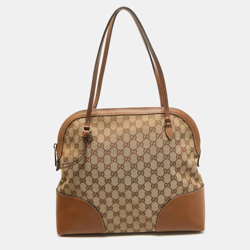 Gucci Brown/Beige GG Canvas and Leather Bree Satchel - Gucci - Modalova