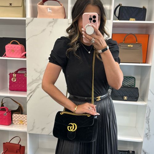 Gucci Black Velvet Small Marmont Bag - Gucci - Modalova