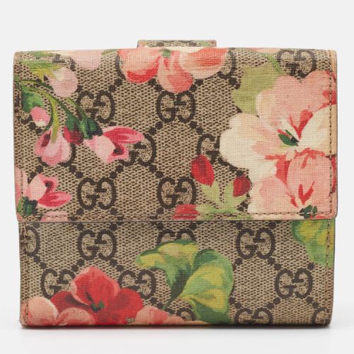 Gucci Pink/Beige GG Supreme Blooms Canvas French Flap Wallet - Gucci - Modalova