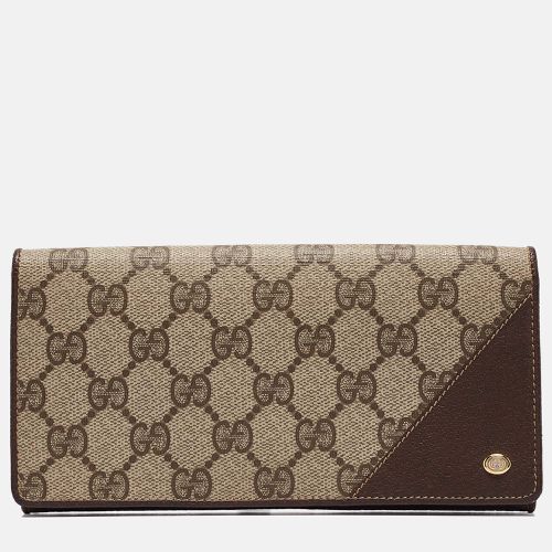 Gucci Brown/Beige GG Supreme Canvas and Leather Bifold Continental Wallet - Gucci - Modalova