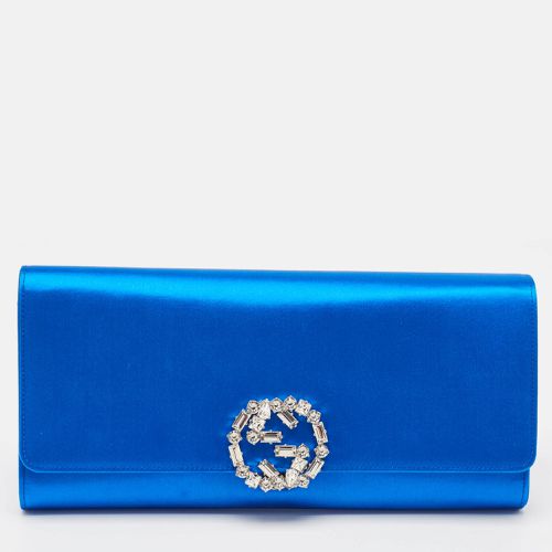 Gucci Royal Blue Satin GG Crystals Broadway Clutch - Gucci - Modalova