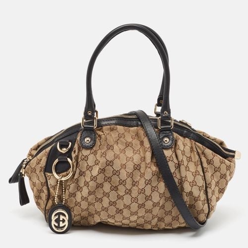 Gucci Black/Beige GG Canvas and Leather Medium Sukey Bag - Gucci - Modalova