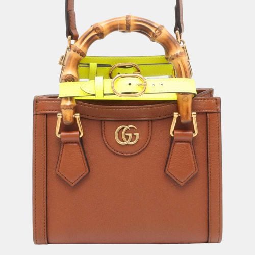 Gucci Brown Leather Mini Bamboo Diana Tote Bag - Gucci - Modalova