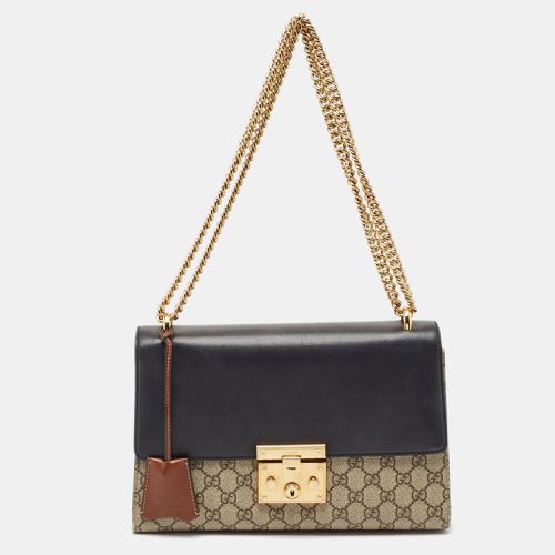 Gucci Beige/Black GG Supreme Canvas and Leather Medium Padlock Shoulder Bag - Gucci - Modalova