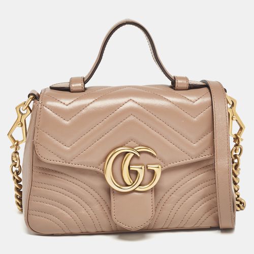 Gucci Dusty Pink Matelassé Leather Mini GG Marmont Top Handle Bag - Gucci - Modalova