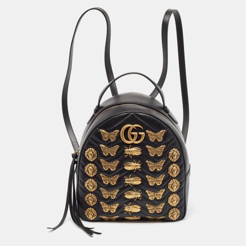 Gucci Black Matelassé Leather Animal Stud GG Marmont Dome Backpack - Gucci - Modalova