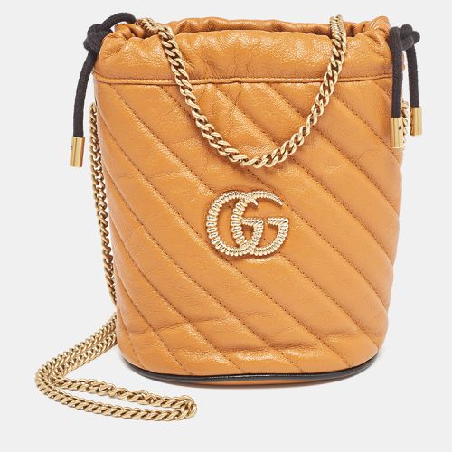 Gucci Orange Matelassé Leather Mini Torchon GG Marmont 2.0 Bucket Bag - Gucci - Modalova