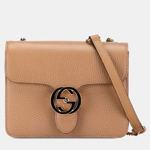 Gucci Light Brown Tone Leather Small Dollar Interlocking G Crossbody Bag - Gucci - Modalova