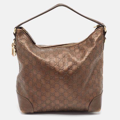 Gucci Dark Brown Guccissima Leather Heart Bit Charm Hobo - Gucci - Modalova