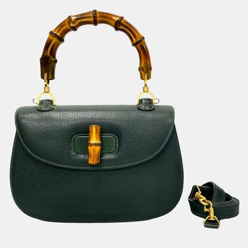 Gucci Green Leather Bamboo Shoulder Bag - Gucci - Modalova