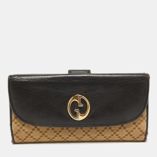 Gucci Beige/Black Diamante Canvas and Leather 1973 Continental Wallet - Gucci - Modalova