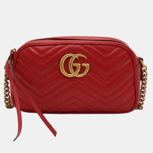 Gucci Red Leather Small GG Marmont Shoulder Bags - Gucci - Modalova