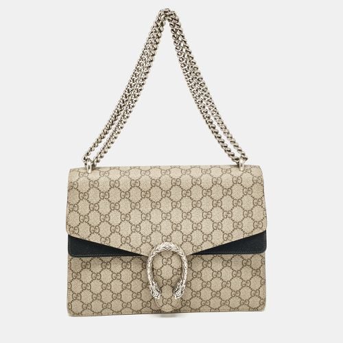 Gucci Beige/Black GG Supreme Canvas and Suede Medium Dionysus Shoulder Bag - Gucci - Modalova