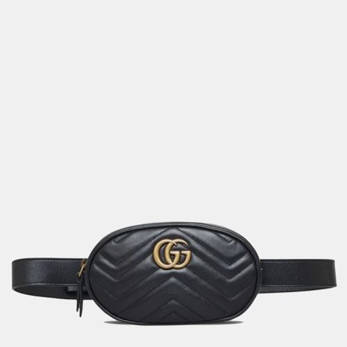 Gucci Black Leather GG Marmont Matelasse Belt Bag - Gucci - Modalova